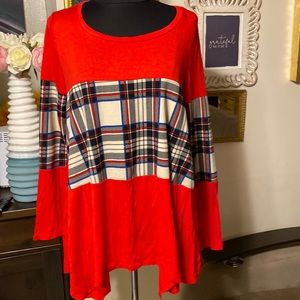 SI AVANCE WOMEN RED  LONG SLEEVE SOFT AND STRETCHED TOP SIZE L